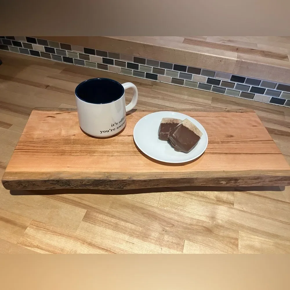Tray/ charcuterie board combo, cherry wood, 8 1/2 x 21 x 2 1/2“ tall, live edge - Picture 4 of 5